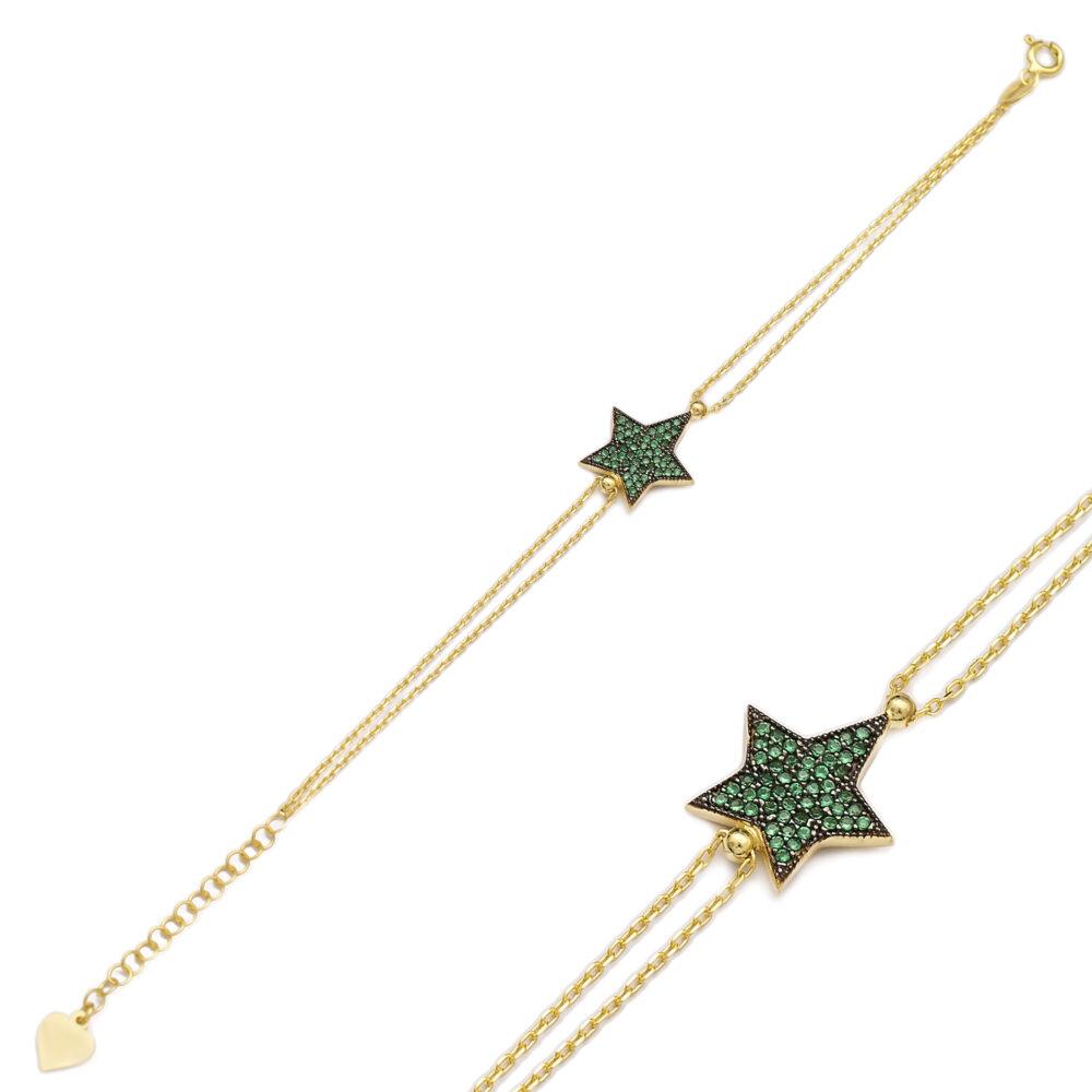 asimenio vraxioli me asteri epixrisomeno silver star bracelet gold plated scaled Βραχιόλι Emerald Star Κίτρινο Επιχρυσωμένο Ασήμι 925 - ασήμι 925