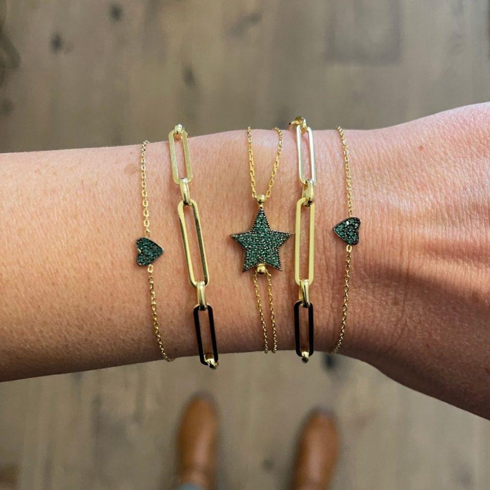 emerald star bracelet gold plated Star Bracelet with Emerald stones– Gold Plated - ασήμι 925