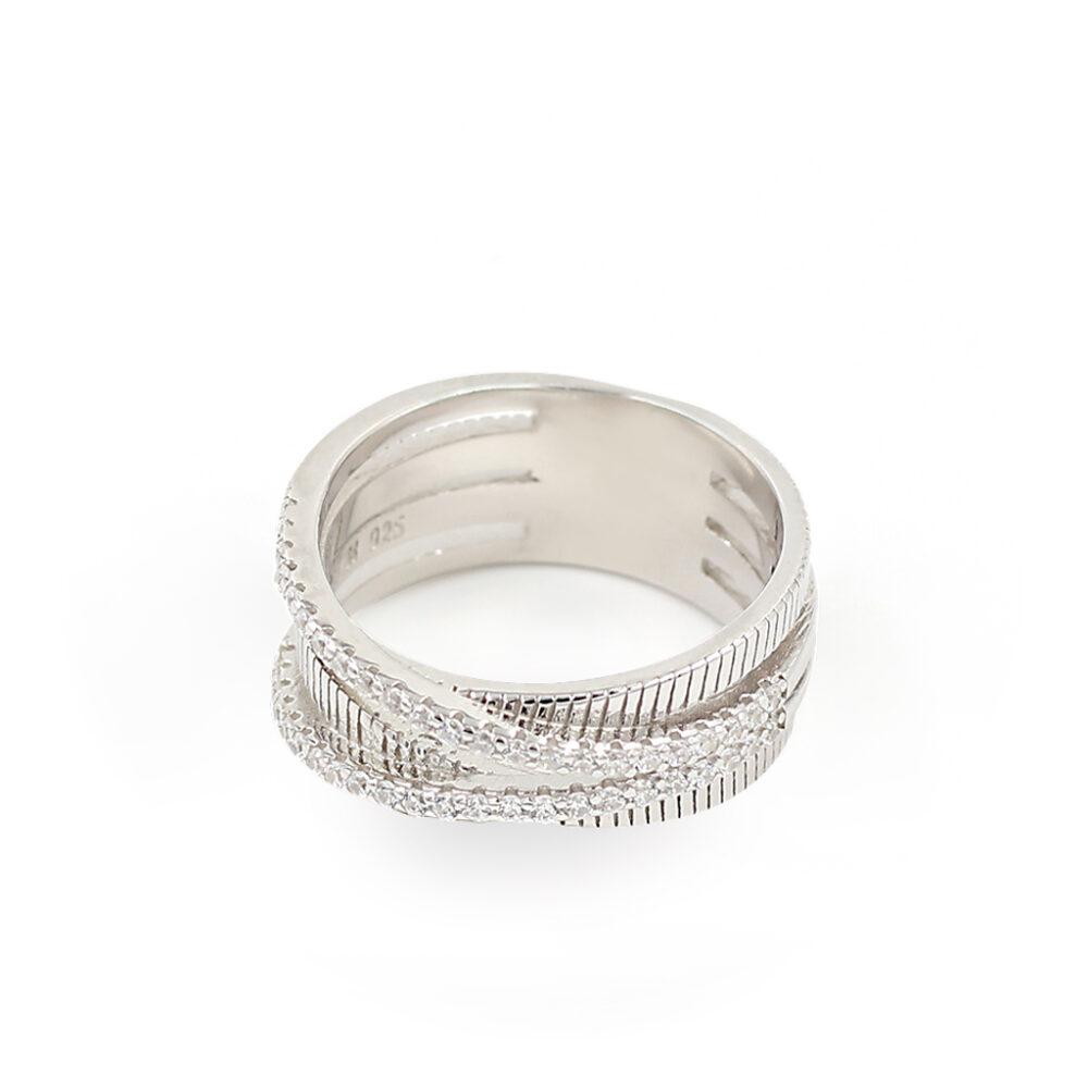 band ring silver moderno daxtylidi asimenio Wide Band Ring - Rhodium Plated - ασήμι 925