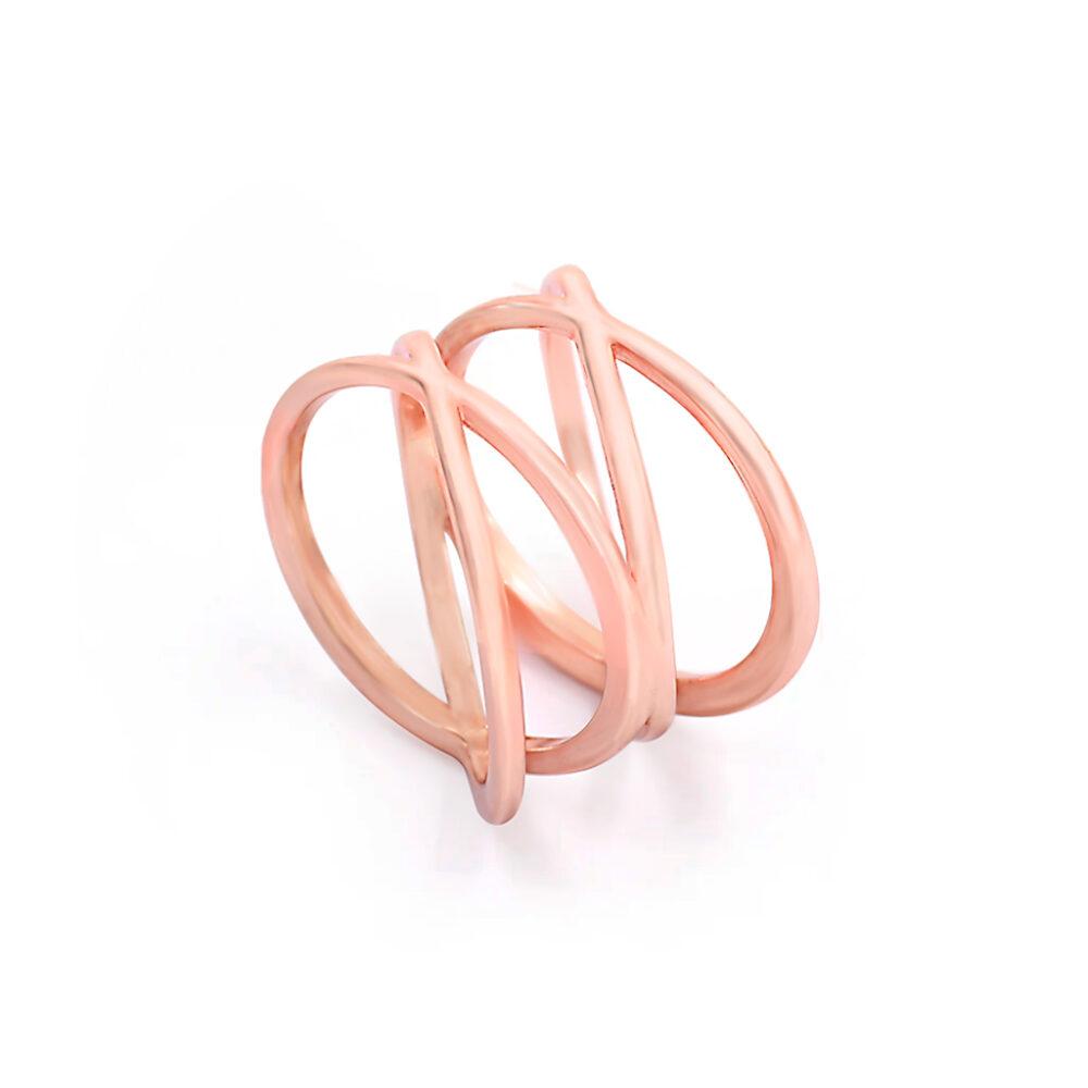 criss cross band ring silver rose gold plated Criss Cross Band Ring - Rose Gold Plated - ασήμι 925