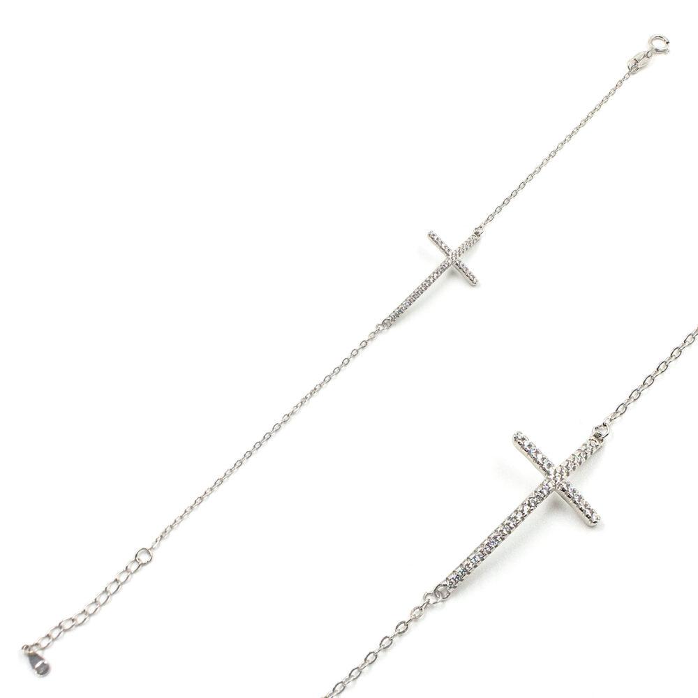 cross bracelet rhodium plated vraxioli stavros asimenio 1 Elegant Cross Bracelet - Rhodium Plated - ασήμι 925
