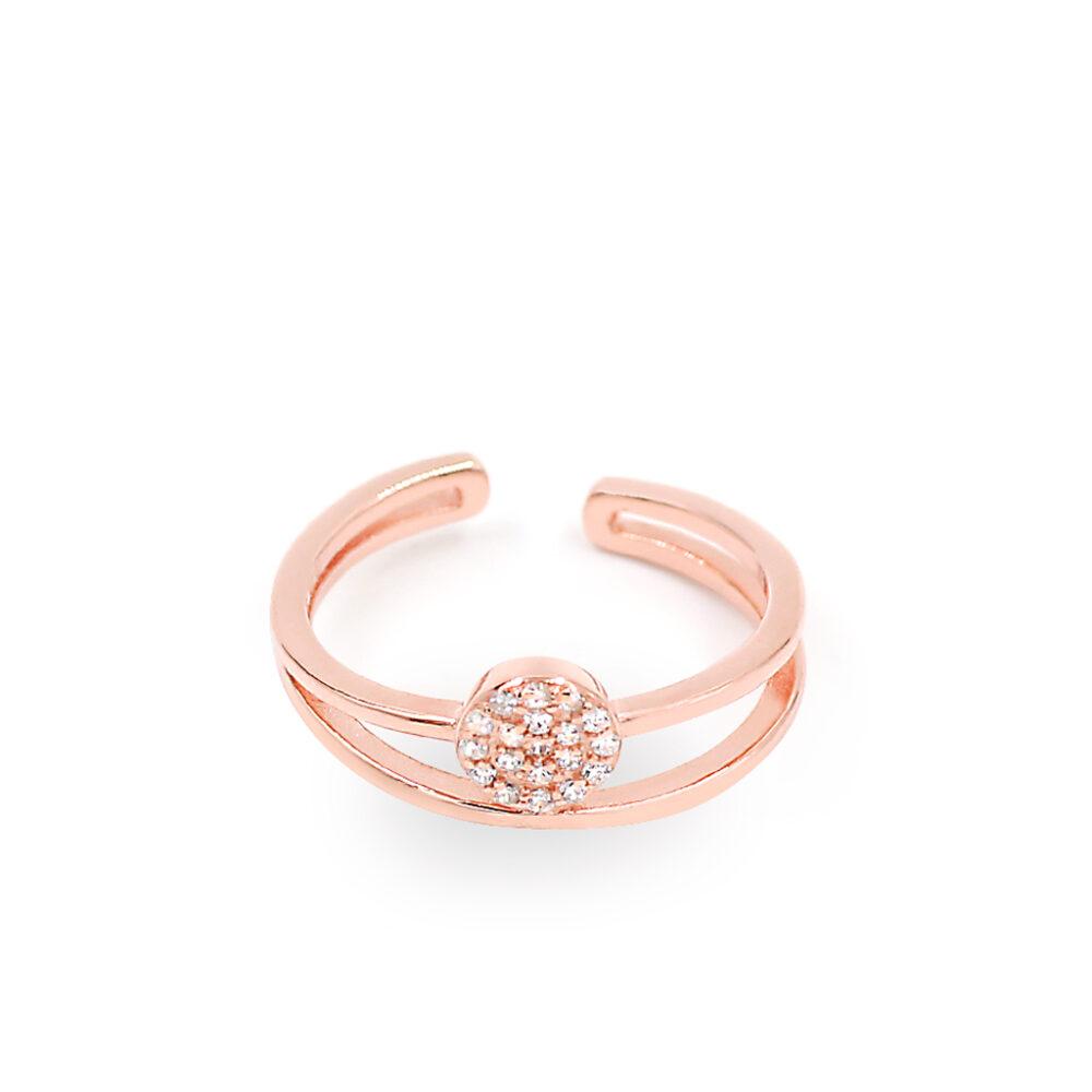 double ring silver rose gold plated asimenio daxtylidi epixrusomeno roz Double Ring - Rose Gold Plated - ασήμι 925