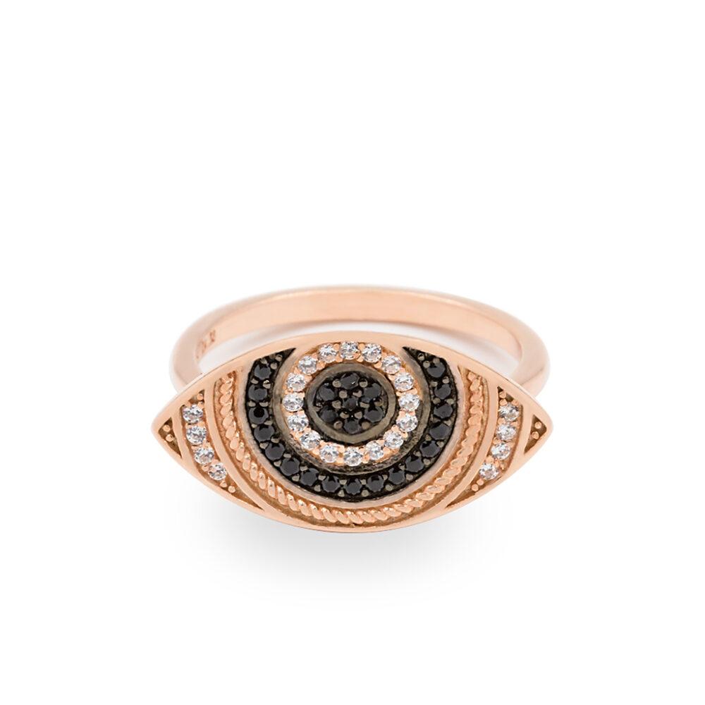 evil eye ring rose gold asimenio daxtyidi mati epixrusomeno roz xruso 2 Evil Eye Ring - Rose Gold Plated - ασήμι 925