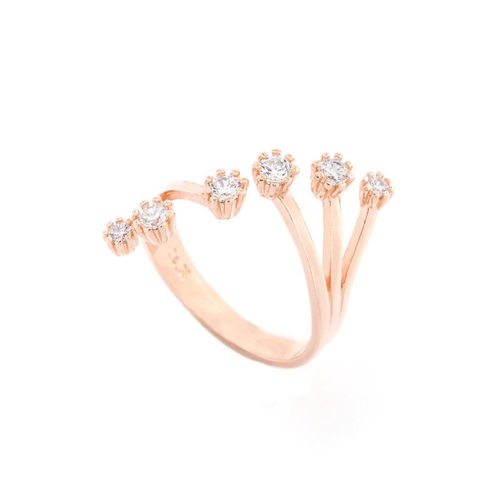 open ring silver rose gold plated moderno daxtylidi asimenio roz xruso 1 Open Ring - Rose Gold Plated - ασήμι 925