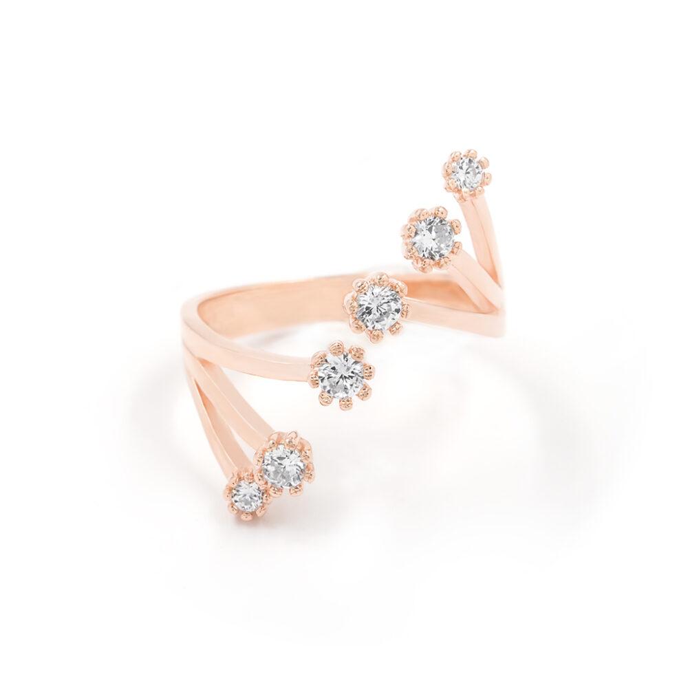open ring silver rose gold plated moderno daxtylidi asimenio roz xruso 1 Open Ring - Rose Gold Plated - ασήμι 925