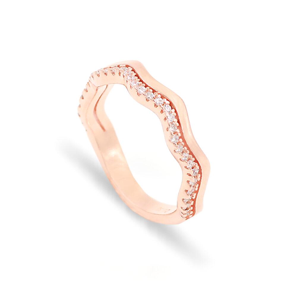 two line curve silver ring rose gold plated asimenio daxtylidi epixrusomeno roz xruso 1 Two Line Curve Band Ring - Rose Gold Plated - ασήμι 925