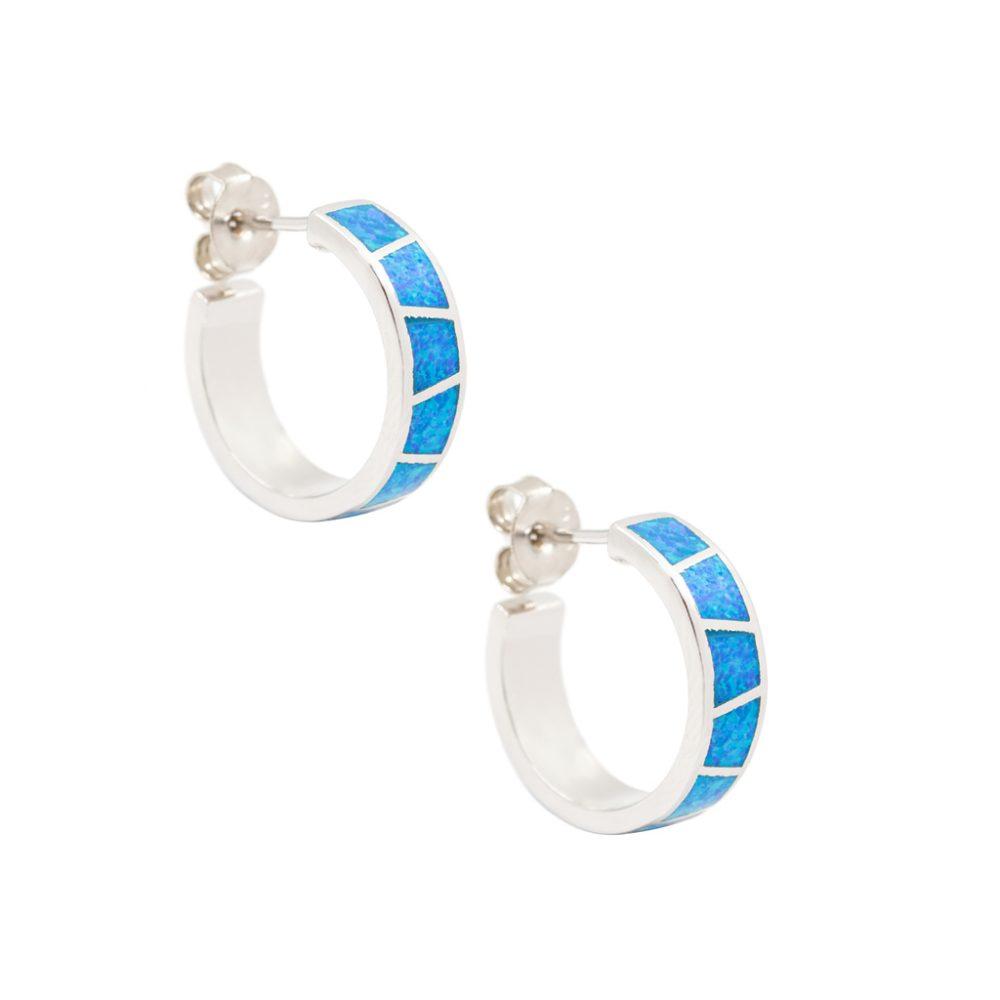 blue opal hoops silver rhodium plated2 blue opal hoops silver rhodium plated 2 new Blue Opal Hoop Earrings - ασήμι 925