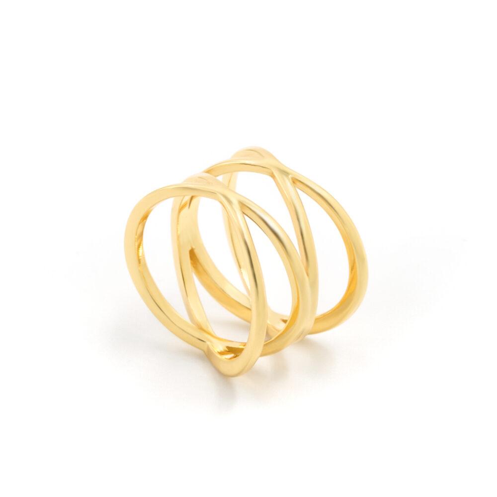 criss cross band ring silver gold plated Criss Cross Band Ring - Gold Plated - ασήμι 925