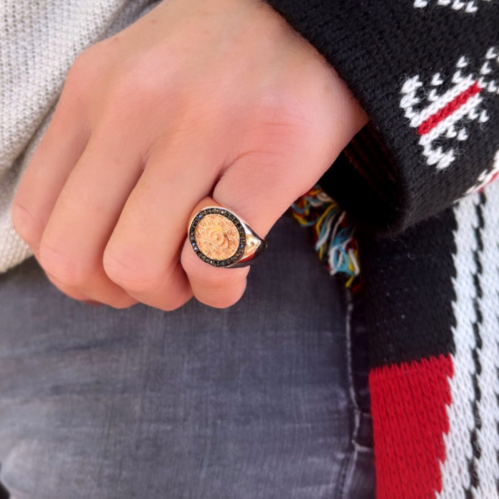evil eye signt ring–rose gold plated Δαχτυλίδι Σεβαλιέ Evil Eye Ροζ Επιχρυσωμένο Ασήμι 925 - ασήμι 925