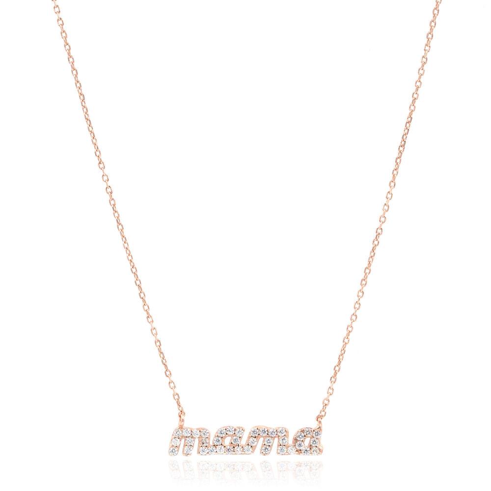 mama necklace silver rose gold plated Mama Necklace - Rose Gold Plated - ασήμι 925