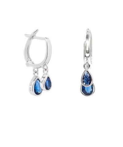blue huggie earrings silver rhodium plated Ασημένια κοσμήματα cutiecute.gr επιχρυσωμένα, ροζ χρυσό, χρυσό, ασήμι 925 - ασήμι 925