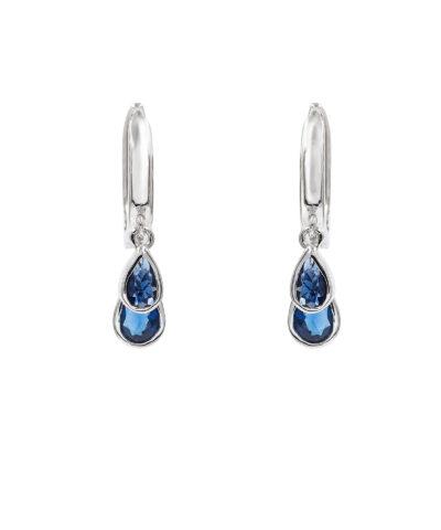 blue huggie earrings silver rhodium plated2 Ασημένια κοσμήματα cutiecute.gr επιχρυσωμένα, ροζ χρυσό, χρυσό, ασήμι 925 - ασήμι 925