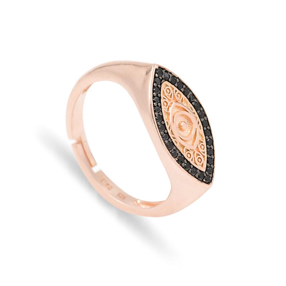 harmony evil eye silver ring rose gold plated Δαχτυλίδι Σεβαλιέ Harmony Evil Eye Ροζ Επιχρυσωμένο Ασήμι 925 - ασήμι 925