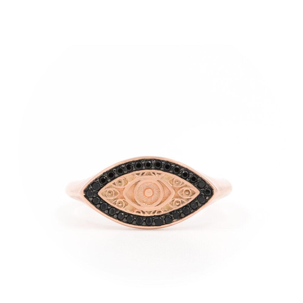 harmony evil eye silver ring rose gold plated 2 Δαχτυλίδι Σεβαλιέ Harmony Evil Eye Ροζ Επιχρυσωμένο Ασήμι 925 - ασήμι 925