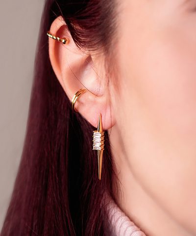 line drop earrings silver gold plated Ασημένια Kοσμήματα Cutie Cute - ασήμι 925