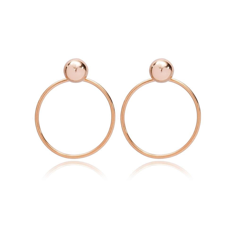 2 in 1 pin stud hoop earrings rose gold plated scaled Σκουλαρίκια Καρφωτά 2 σε 1 Ροζ Επιχρυσωμένο Ασήμι 925 - ασήμι 925