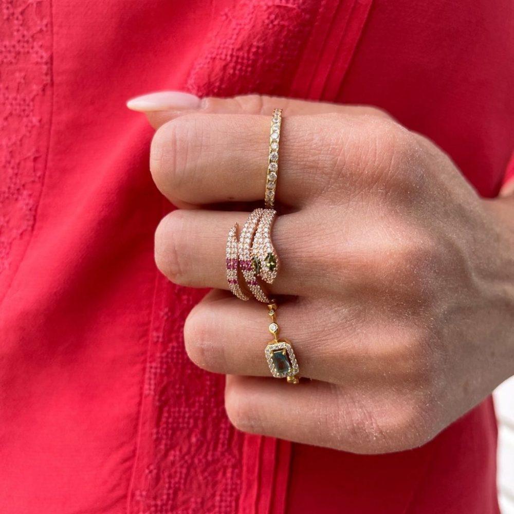 Untitled design 1 Δαχτυλίδι Snake Wrap Ροζ Επιχρυσωμένο Ασήμι 925 - ασήμι 925