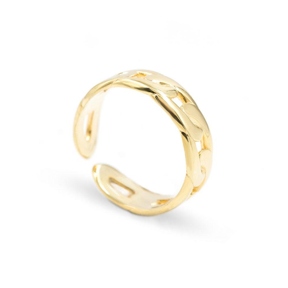chain ring gold plated2 Δαχτυλίδι Chain Κίτρινο Επιχρυσωμένο Ασήμι 925 - ασήμι 925