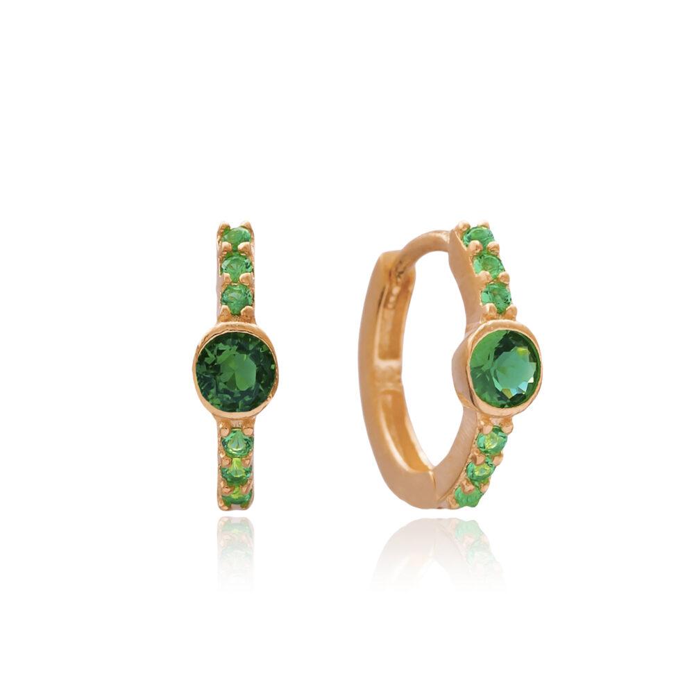 mini emerald hoop earrings rose gold plated scaled Mini Emerald Hoop Earrings - Rose Gold Plated - ασήμι 925