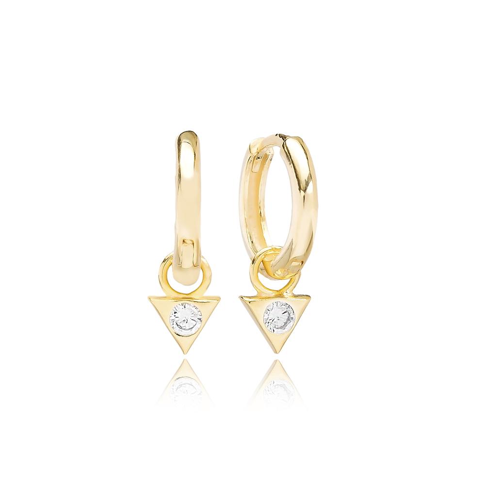 triangle hoops gold plated Triangle Huggie Earrings - Gold Plated - ασήμι 925