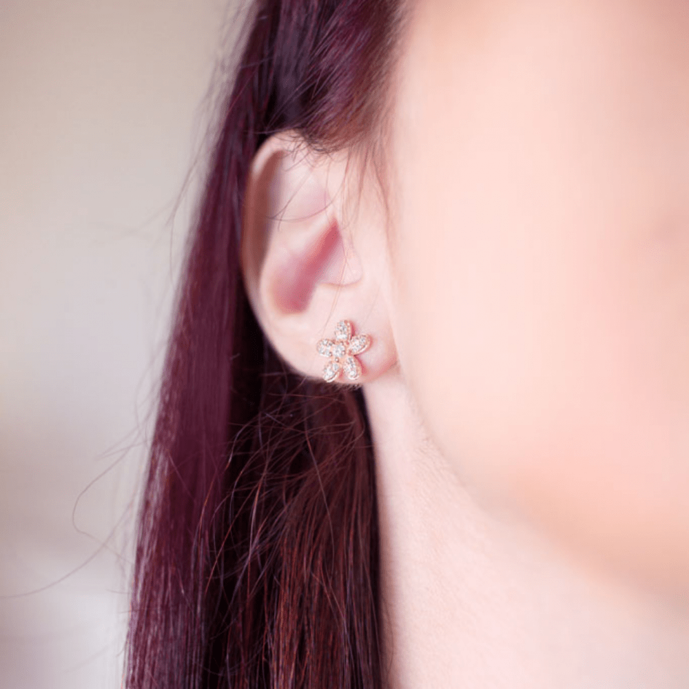 daisy stud earrings Rose Gold Plated 1 Σκουλαρίκια Καρφωτά Daisy Ροζ Επιχρυσωμένο Ασήμι 925 - ασήμι 925