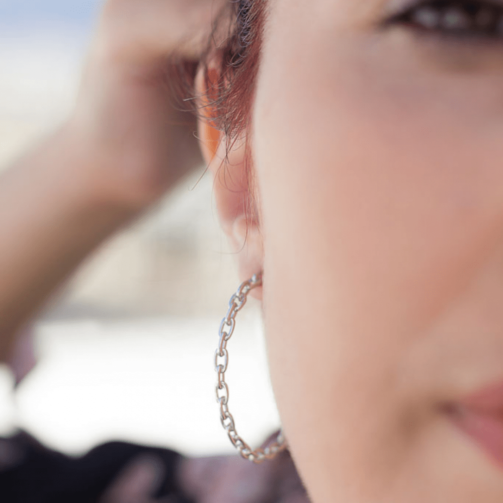 hoop earrings in silver Rose Gold Plated 1 Σκουλαρίκια Κρίκοι Chain Ασήμι 925 - ασήμι 925