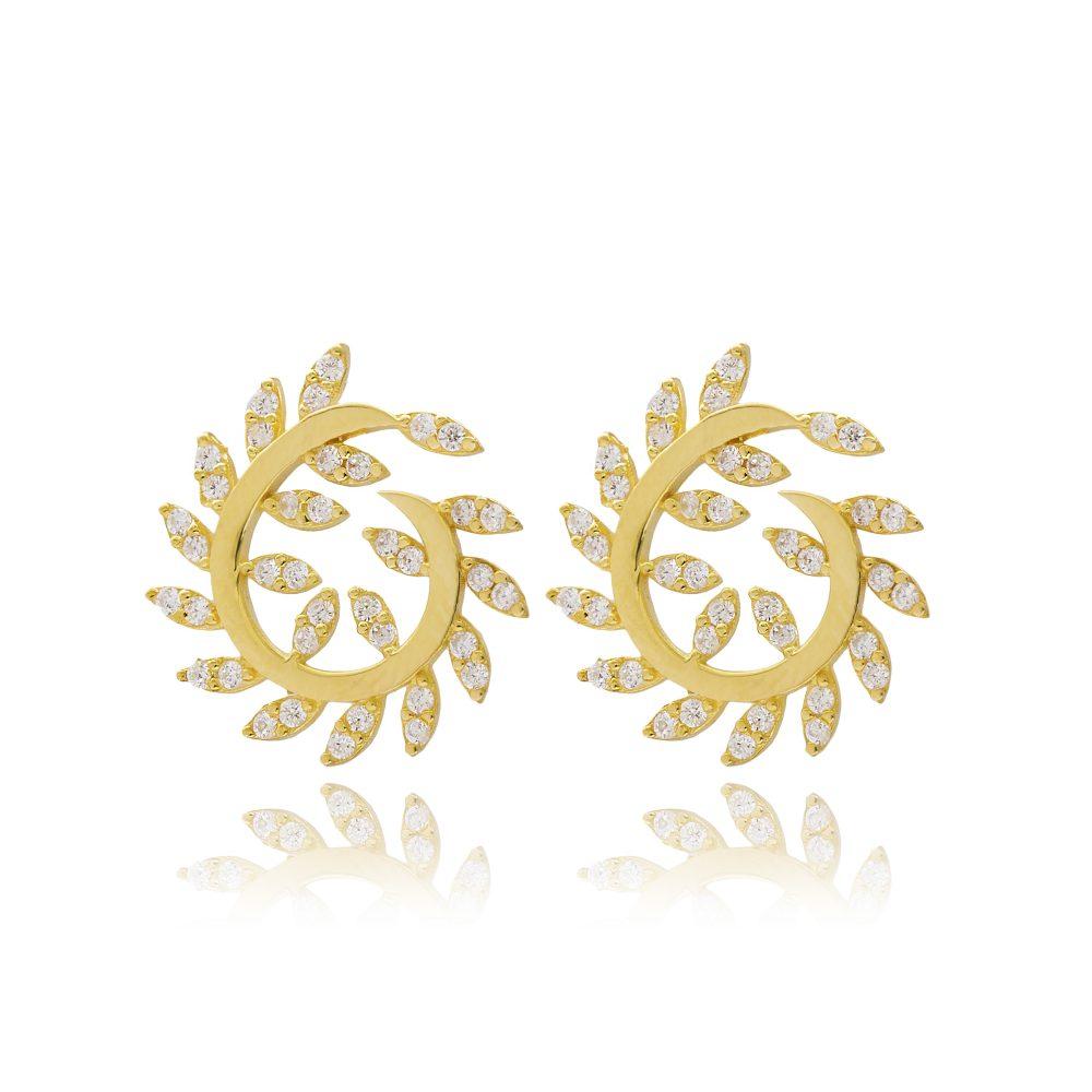 emily stud earrings gold plated scaled Σκουλαρίκια Καρφωτά Emily Κίτρινο Επιχρυσωμένο Ασήμι 925 - ασήμι 925