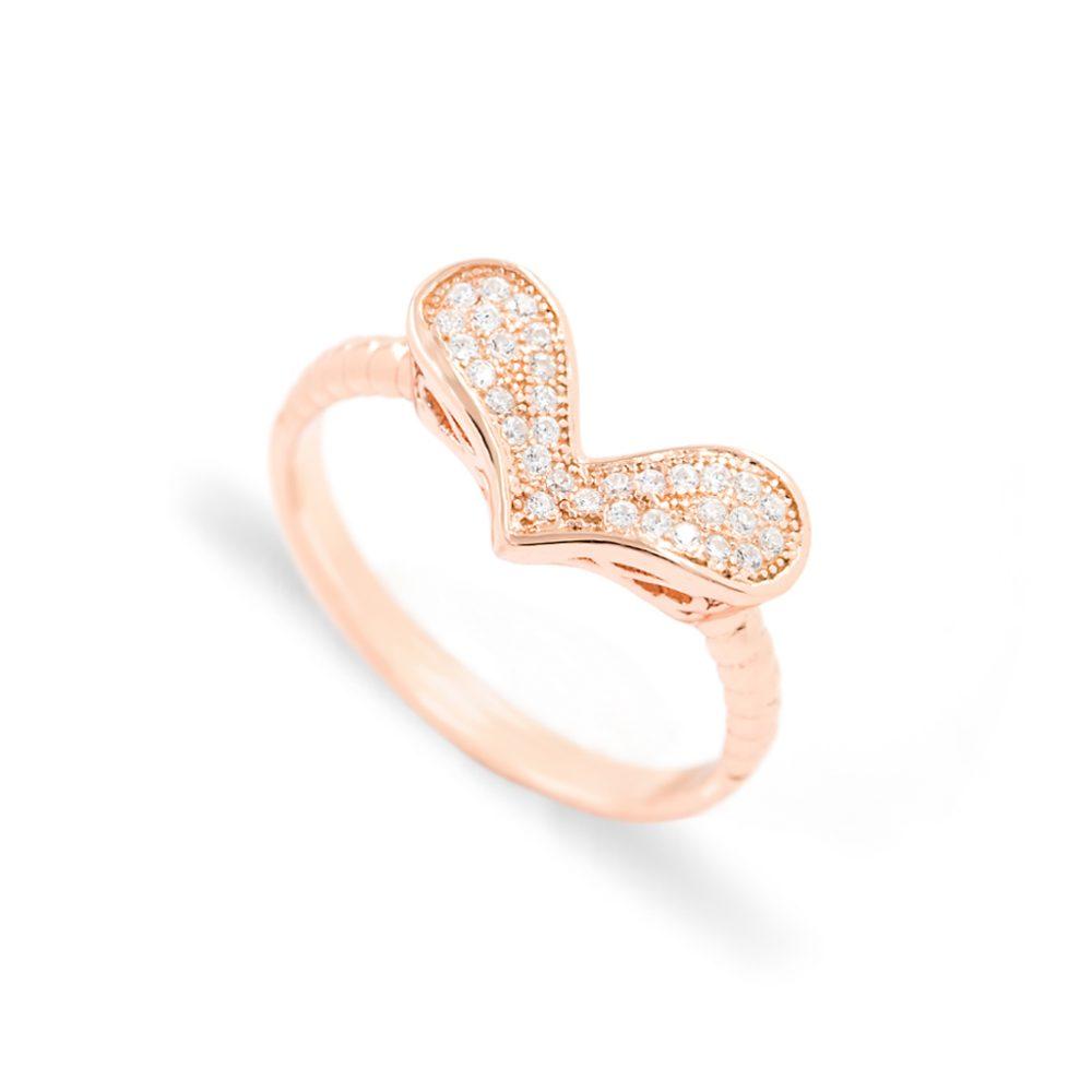 heart band ring rose gold plated1 Δαχτυλίδι Sparkle Heart Ροζ Επιχρυσωμένο Ασήμι 925 - ασήμι 925