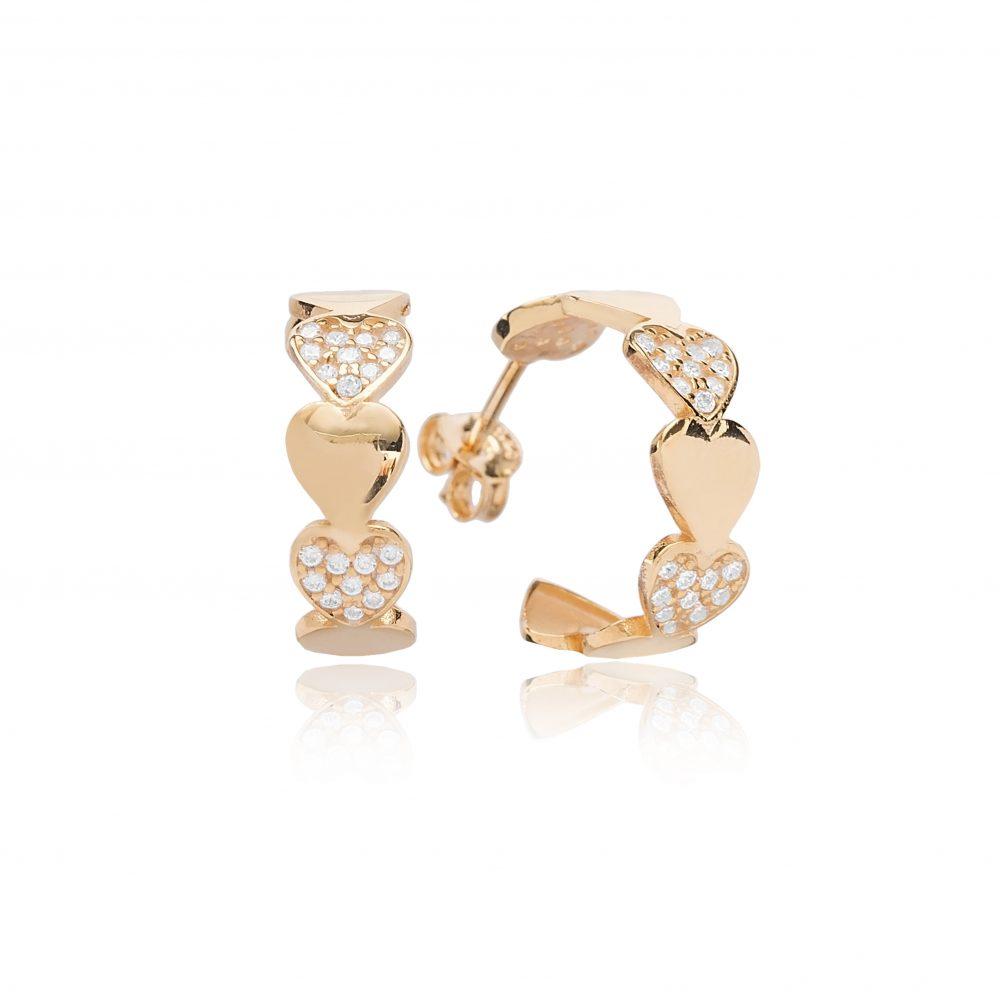 love hoop earrings rose gold plated scaled Sparkle Love Hoop Earrings - Rose Gold Plated - ασήμι 925
