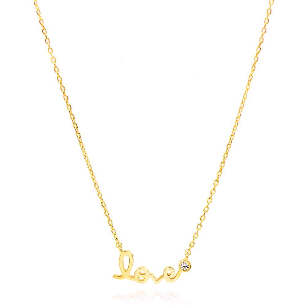 love necklace gold plated Κολιέ Love Κίτρινο Επιχρυσωμένο Ασήμι 925 - ασήμι 925