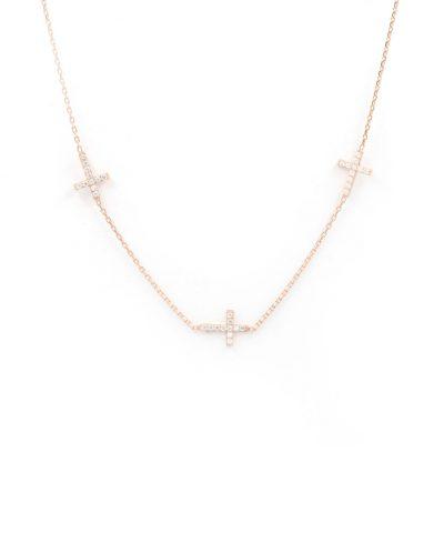 multi cross necklace rose gold plated Ασημένια Kοσμήματα Cutie Cute - ασήμι 925