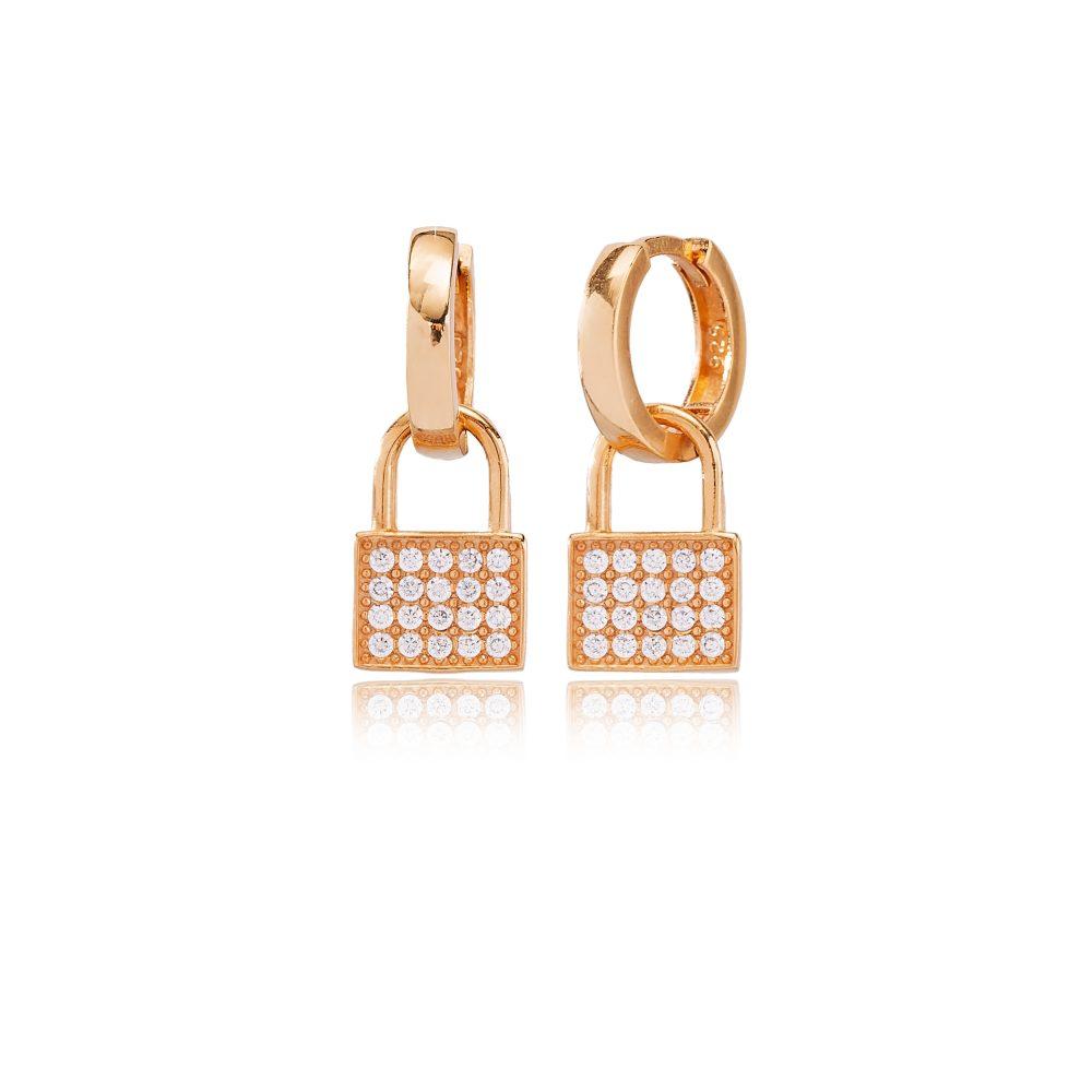 padlock huggie earrings rose gold plated scaled Σκουλαρίκια Κρικάκια Padlock Ροζ Επιχρυσωμένο Ασήμι 925 - ασήμι 925