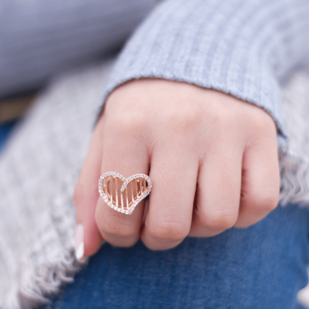 Heart Ring Rose Gold Plated website Δαχτυλίδι Heart Ροζ Επιχρυσωμένο Ασήμι 925 - ασήμι 925