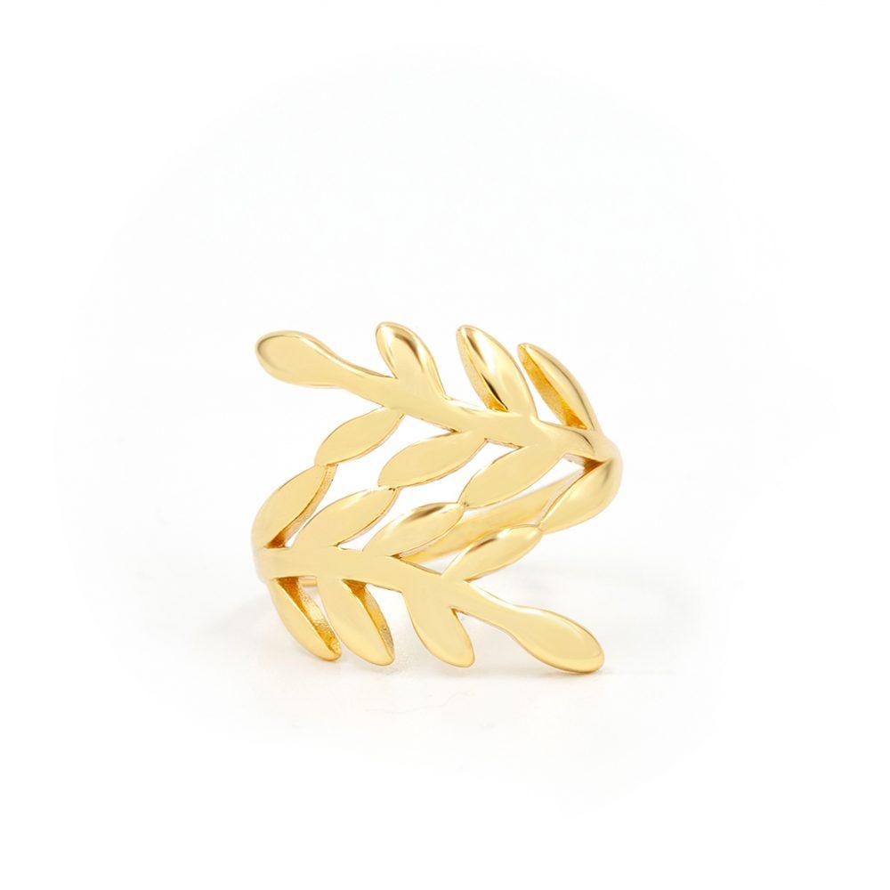MG 1074S Olive Ring - Gold Plated - ασήμι 925