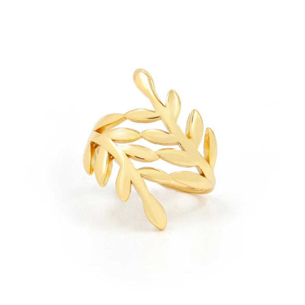 MG 1075S Olive Ring - Gold Plated - ασήμι 925