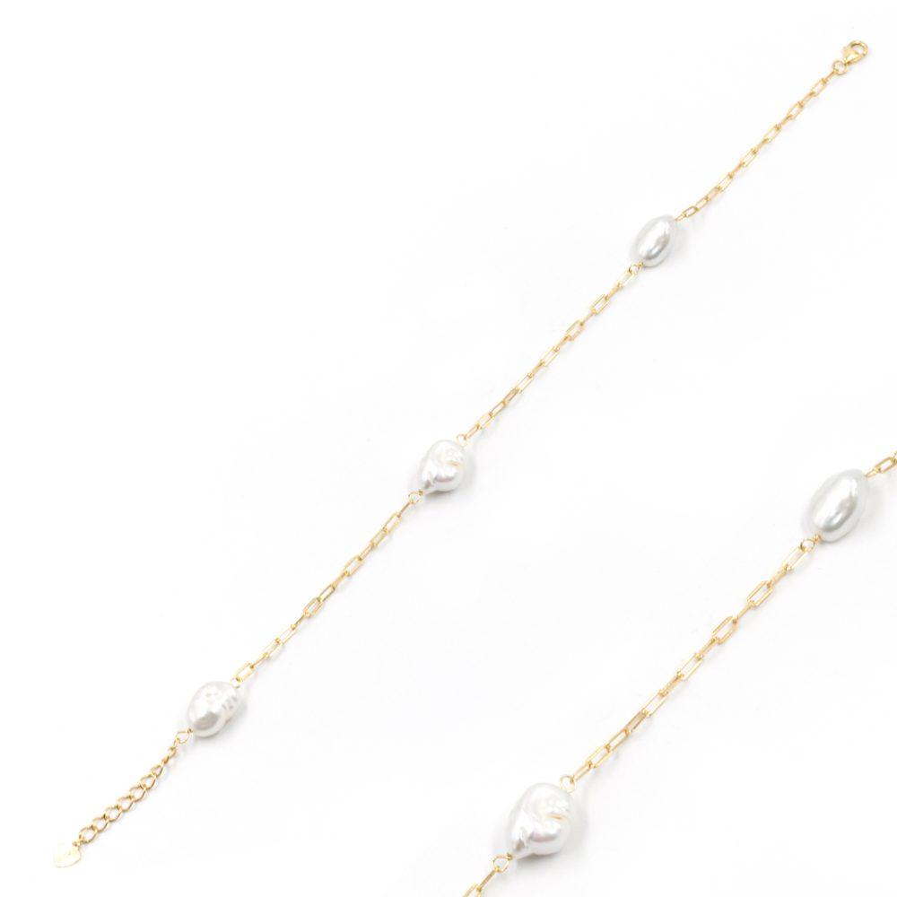 bracelet in 3 pearls silver gold plated Bracelet In 3 Pearls - Gold Plated - ασήμι 925