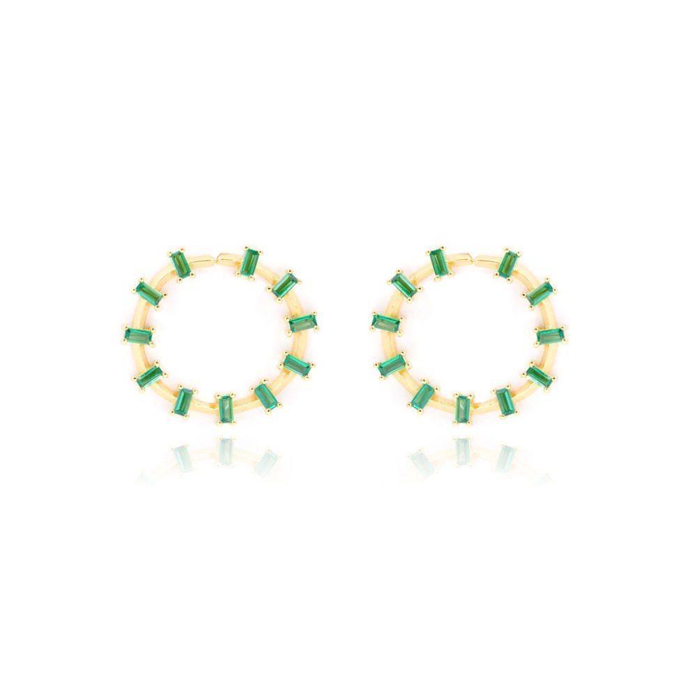 elsa stud earrings in emerald gold plated Σκουλαρίκια Καρφωτά Elsa Κίτρινο Επιχρυσωμένο Ασήμι 925 - ασήμι 925