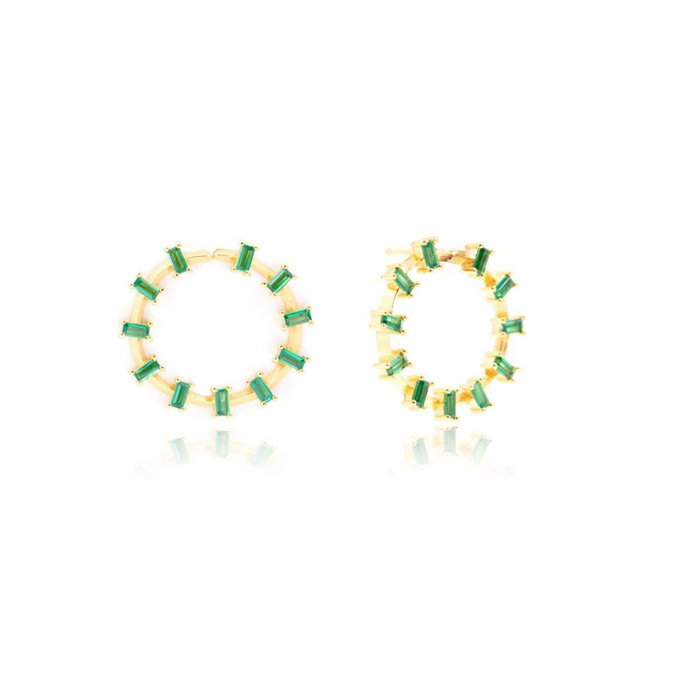 elsa stud earrings in emerald gold plated2 Σκουλαρίκια Καρφωτά Elsa Κίτρινο Επιχρυσωμένο Ασήμι 925 - ασήμι 925