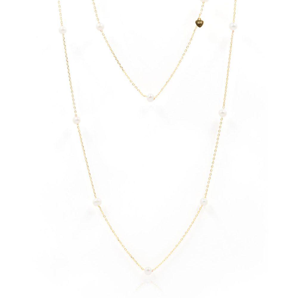 pearls long necklace silver gold plated Κολιέ Μακρύ Pearls Κίτρινο Επιχρυσωμένο Ασήμι 925 - ασήμι 925