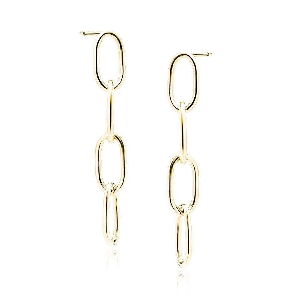 Chain Link Stud Earrings Rose Gold Plated Σκουλαρίκια Καρφωτά Chain Link Κίτρινο Επιχρυσωμένο Ασήμι 925 - ασήμι 925
