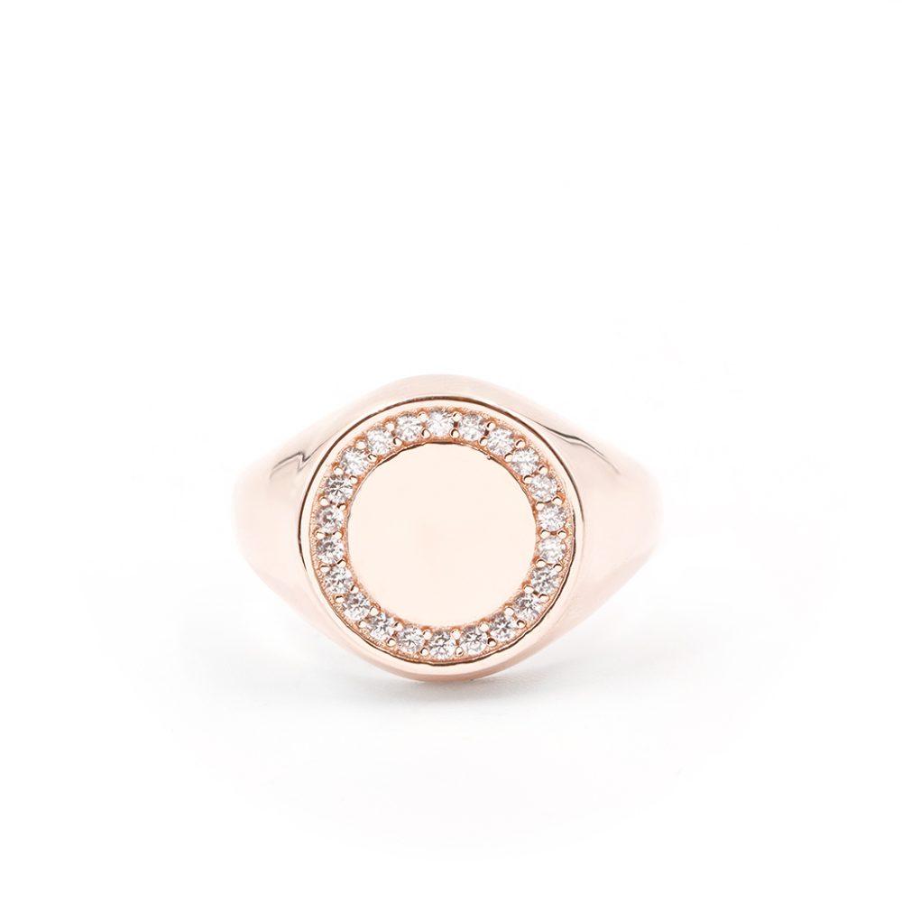 circle signet ring silver rose gold plated Circle Signet Ring- Rose Gold Plated - ασήμι 925