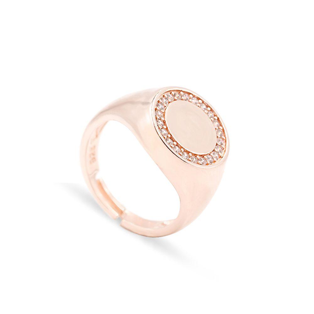 circle signet ring silver rose gold plated2 1 Circle Signet Ring- Rose Gold Plated - ασήμι 925