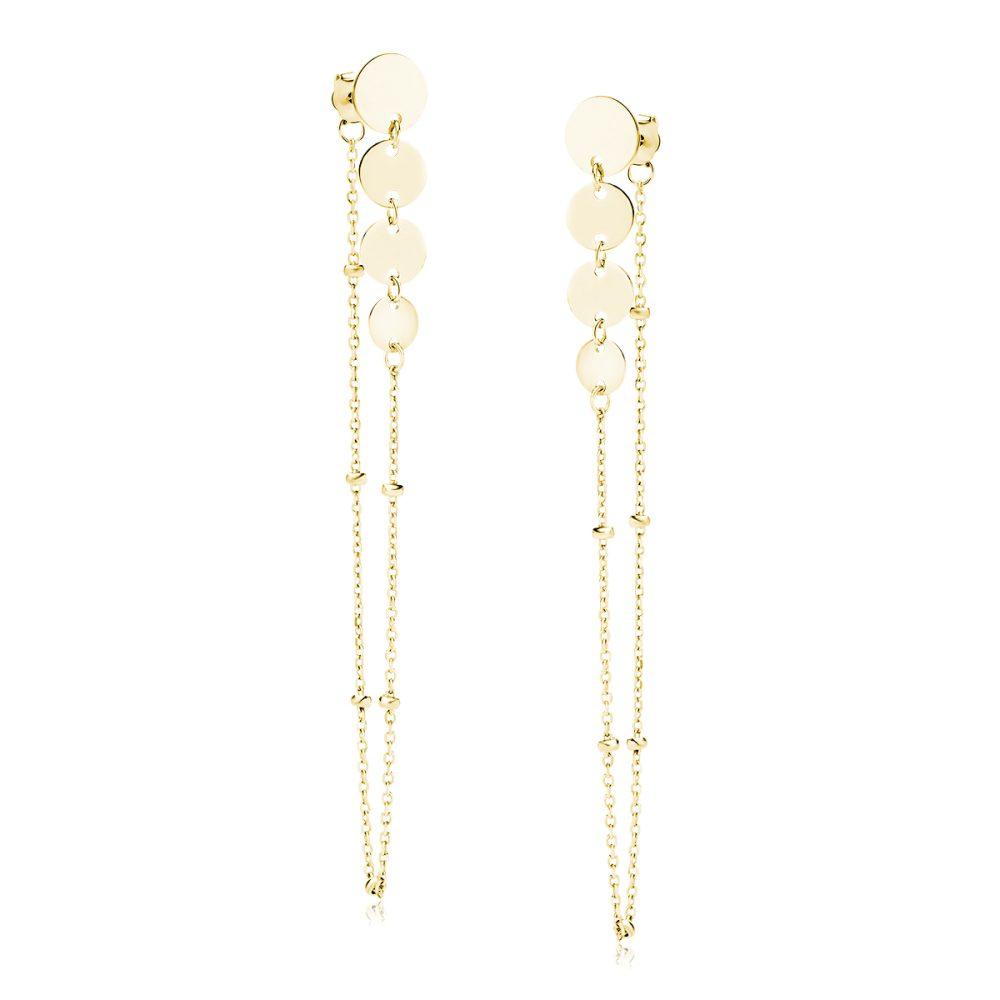 circles long stud earrings gold plated Circles Long Stud Earrings - Gold Plated - ασήμι 925