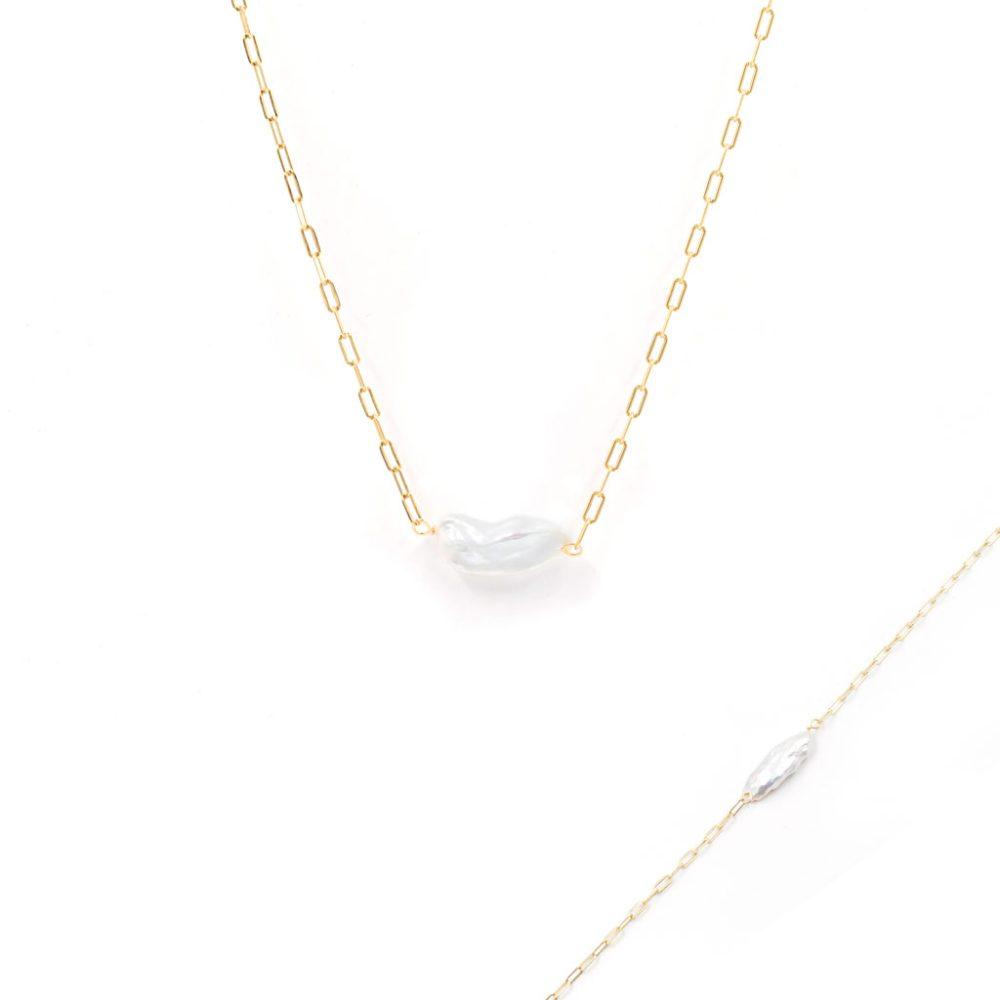 necklace bracelet in white pearlgift set silver gold plated Σετ Κολιέ & Βραχιόλι White Pearl Κίτρινο Επιχρυσωμένο Ασήμι 925 - ασήμι 925