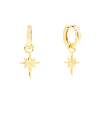 north star huggie earrings silver gold plated 1 Ασημένια Kοσμήματα Cutie Cute - ασήμι 925