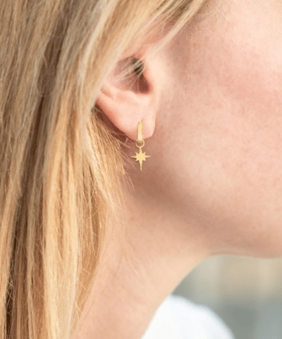 north star hugie earrings silver gold plated Ασημένια Kοσμήματα Cutie Cute - ασήμι 925