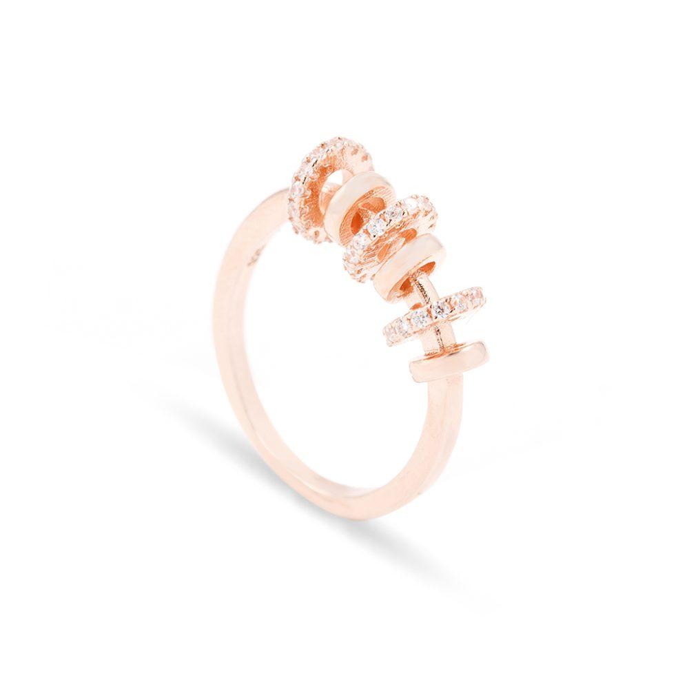 planetary ring silver rose gold plated Planetary Band Ring- Rose Gold Plated - ασήμι 925