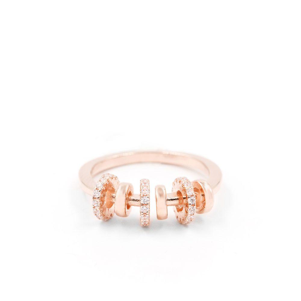 planetary ring silver rose gold plated.2 Planetary Band Ring- Rose Gold Plated - ασήμι 925