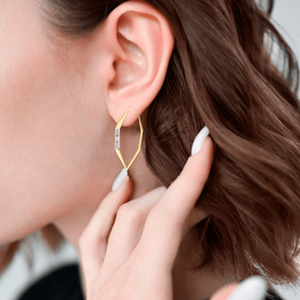 polygon earrings gold plated3 Σκουλαρίκια Polygon Κίτρινο Επιχρυσωμένο Ασήμι 925 - ασήμι 925