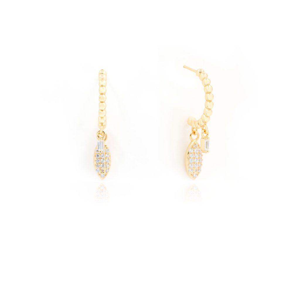 twist beaded hoop earrings silver gold plated 1 Twist Beaded Hoop Earrings - Gold Plated - ασήμι 925